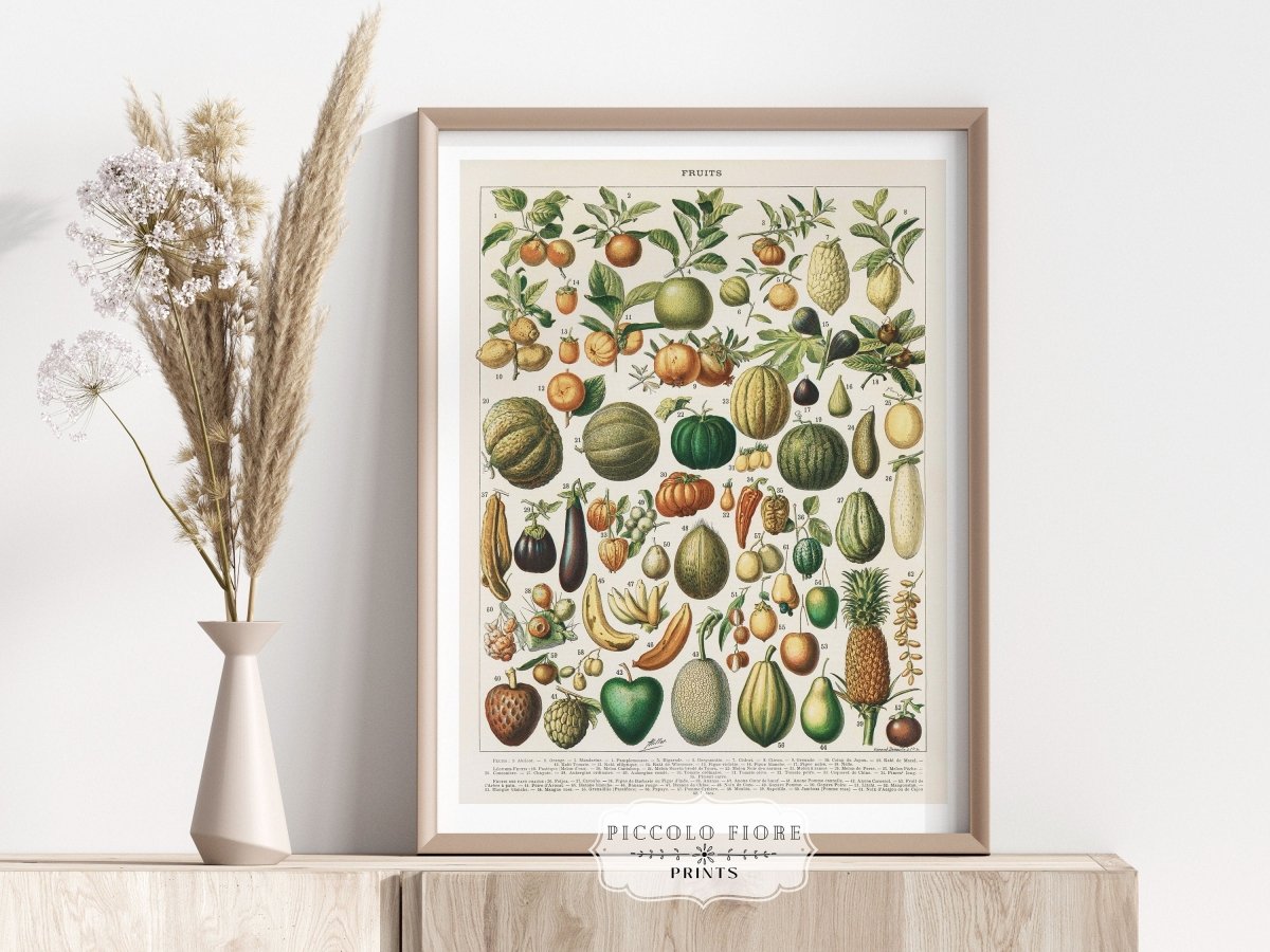 Fruits and Vegetables Chart | P396 - Single Art Prints - Piccolo Fiore Prints