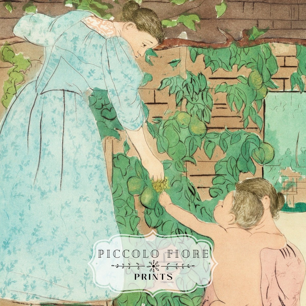 Gathering Fruit | P148 - Single Art Prints - Piccolo Fiore Prints