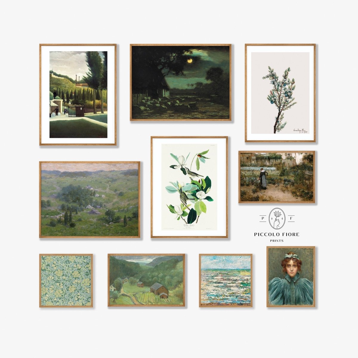 Green Country Farmhouse | Gallery Wall Set | 10 Prints | S10 - 4 - Gallery Wall Set - Piccolo Fiore Prints