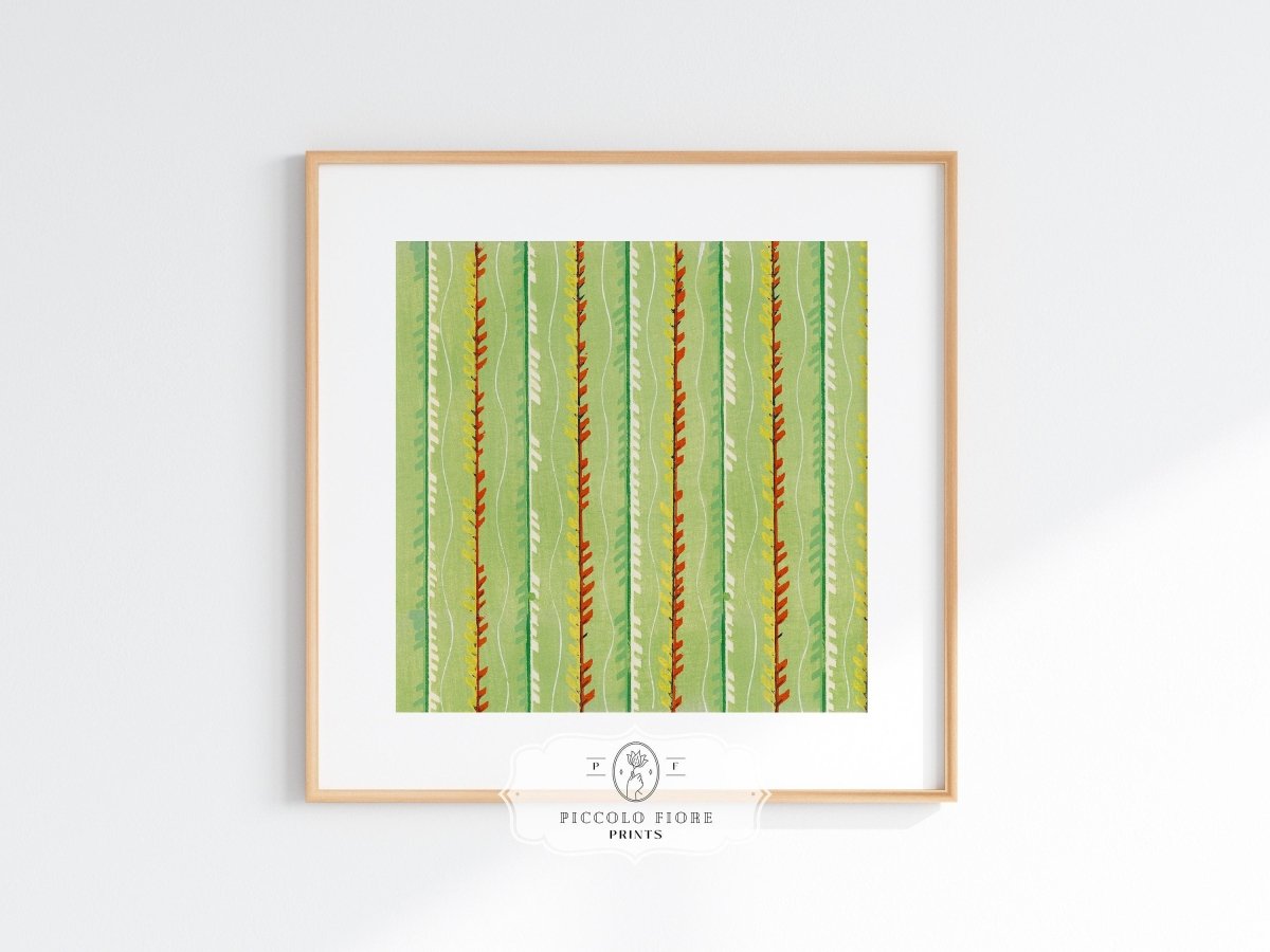 Green Stripe | Vintage Japanese Woodblock Print | P144 - Single Square Art Prints - Piccolo Fiore Prints