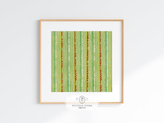 Green Stripe | Vintage Japanese Woodblock Print | P144 - Single Square Art Prints - Piccolo Fiore Prints