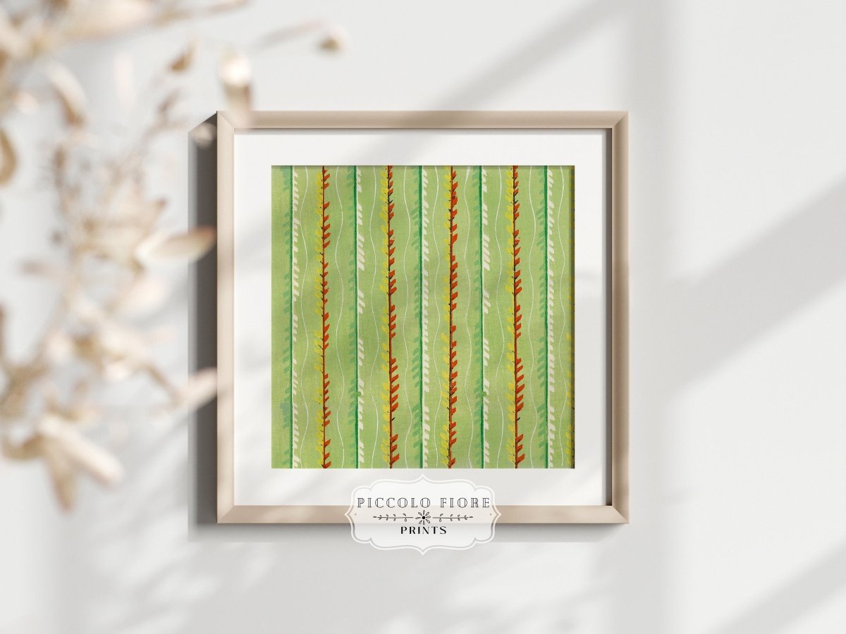 Green Stripe | Vintage Japanese Woodblock Print | P144 - Single Square Art Prints - Piccolo Fiore Prints