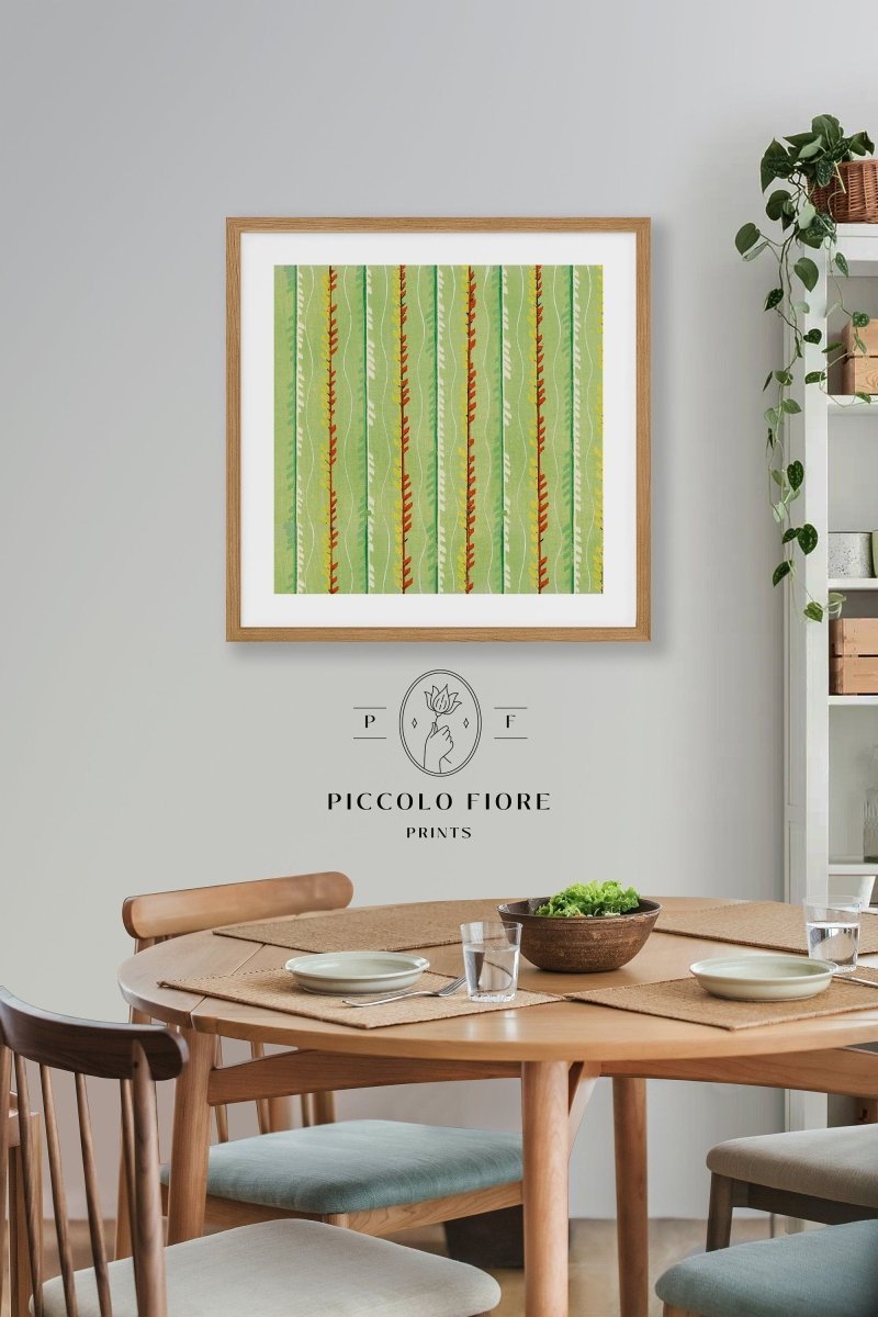 Green Stripe | Vintage Japanese Woodblock Print | P144 - Single Square Art Prints - Piccolo Fiore Prints
