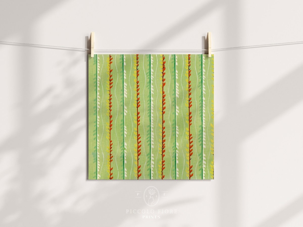 Green Stripe | Vintage Japanese Woodblock Print | P144 - Single Square Art Prints - Piccolo Fiore Prints