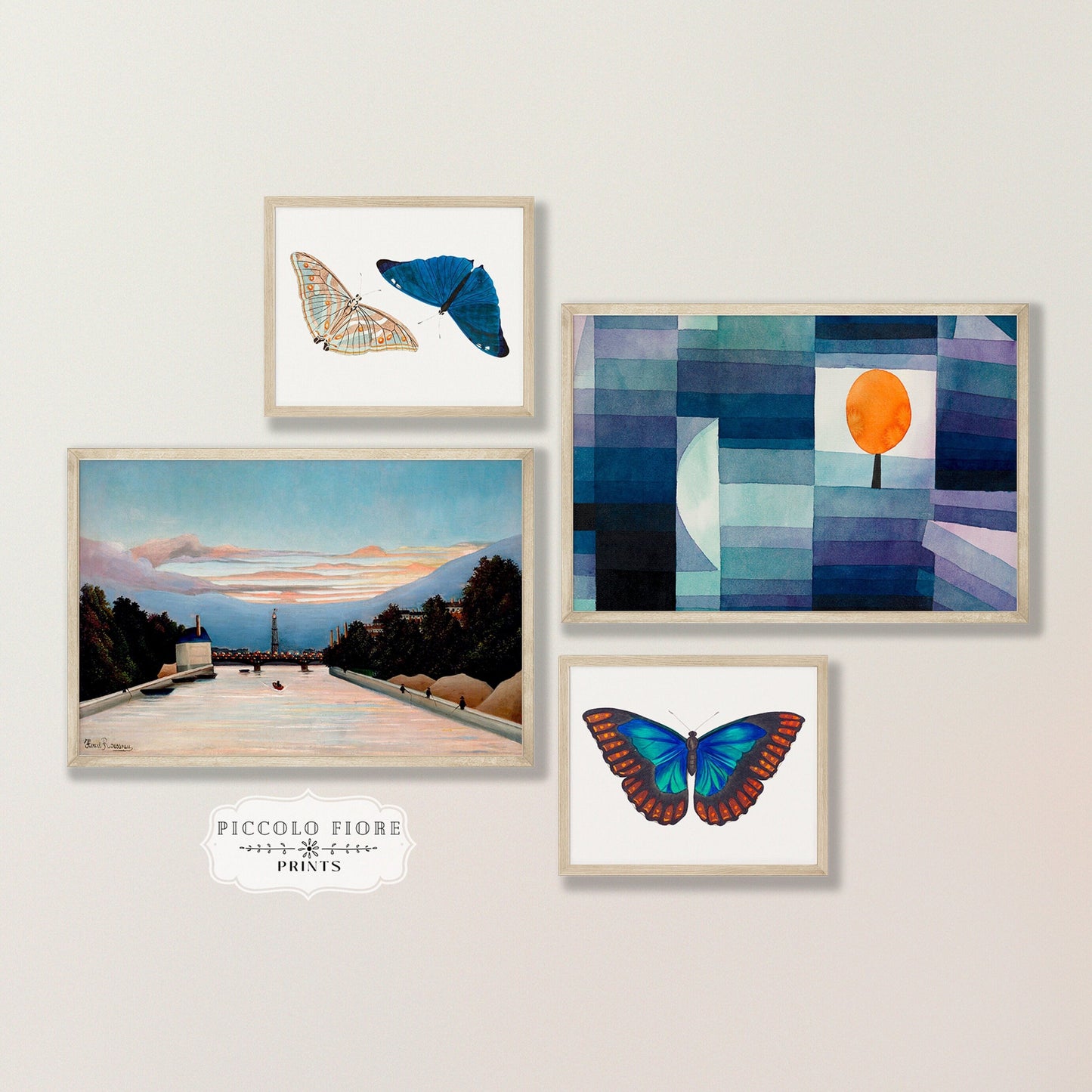 Eclectic Blue Butterflies | Gallery Wall Set | 4 Prints | S10-1.5