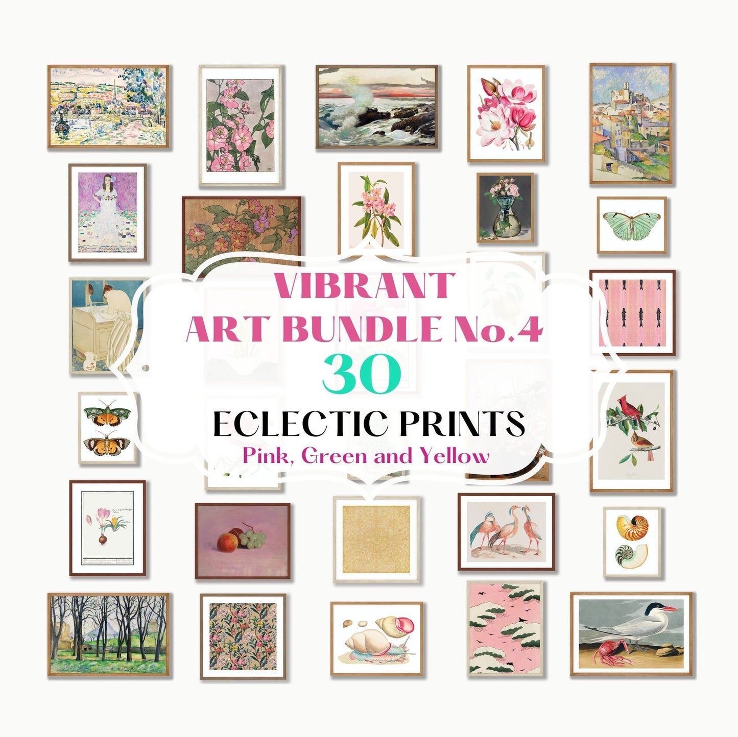 30 Digital Art Prints | PINK Vibrant ECLECTIC BUNDLE | VB4
