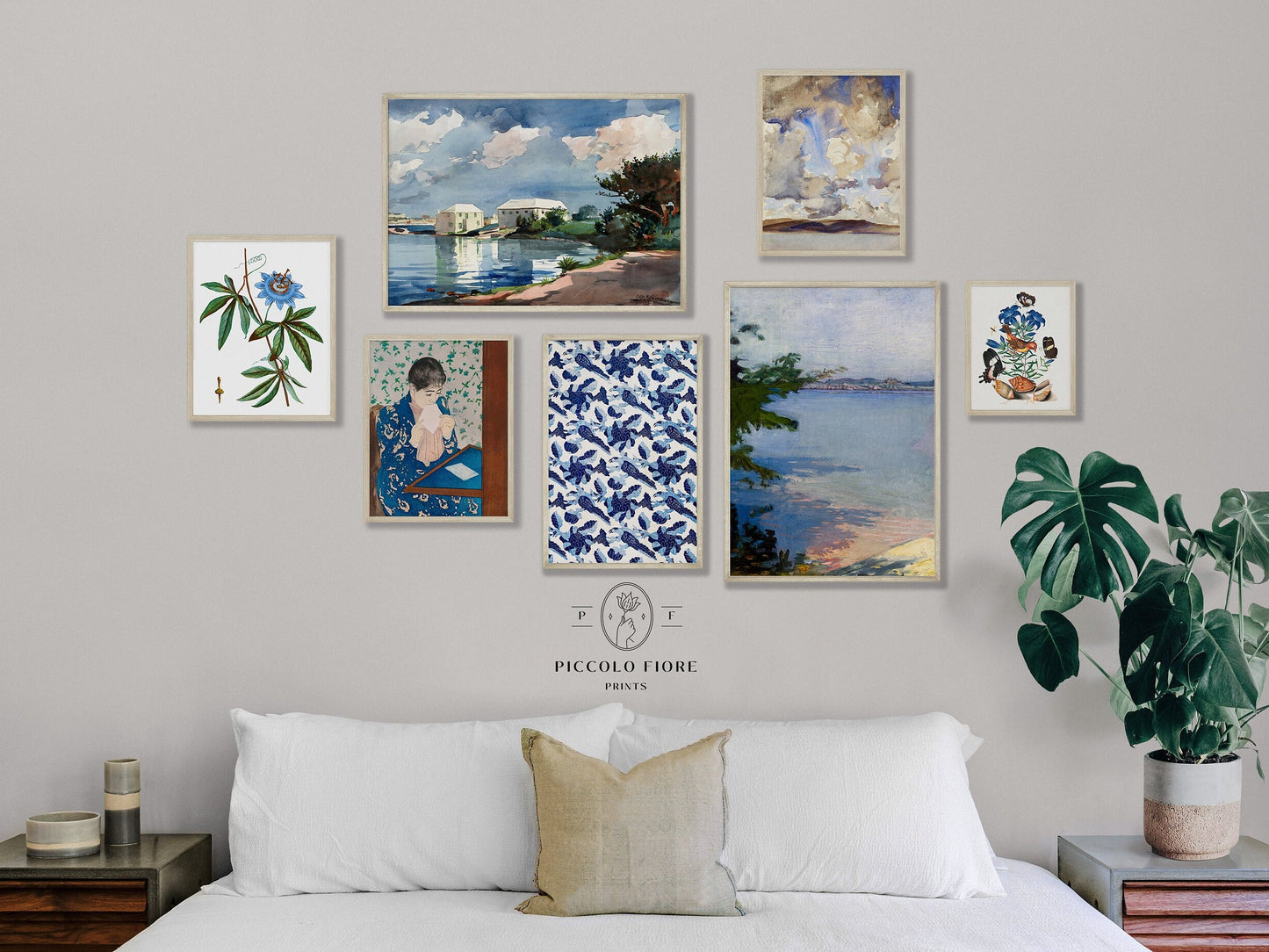 30 Digital Art Prints | BLUE/GREY Neutral Vintage Print BUNDLE | NB4