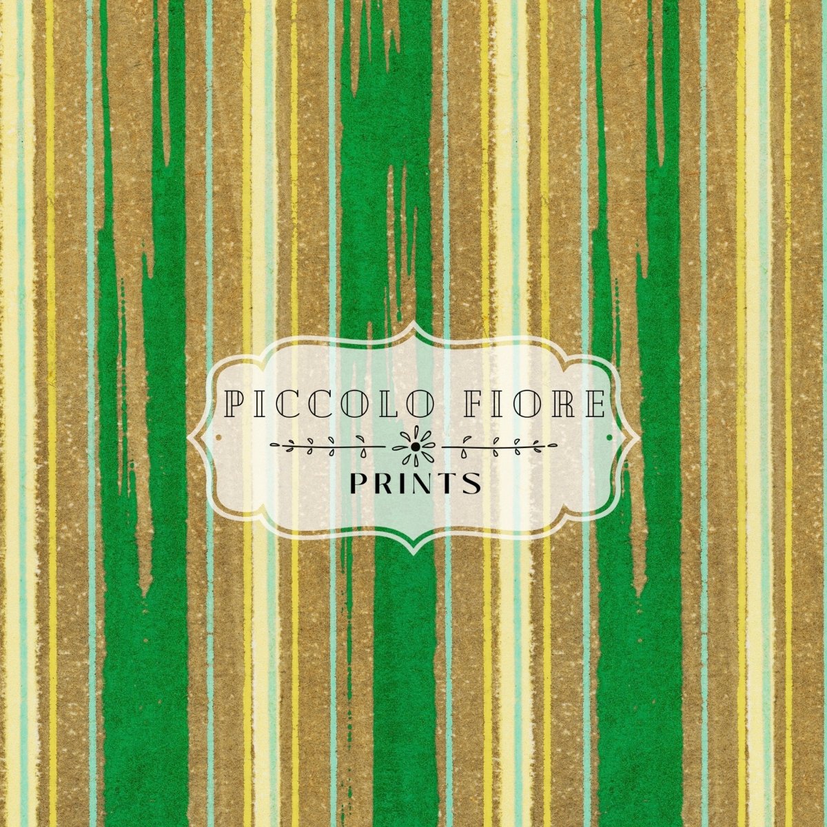 Khaki Green Stripe | Vintage Japanese Woodblock | P136 - Single Square Art Prints - Piccolo Fiore Prints