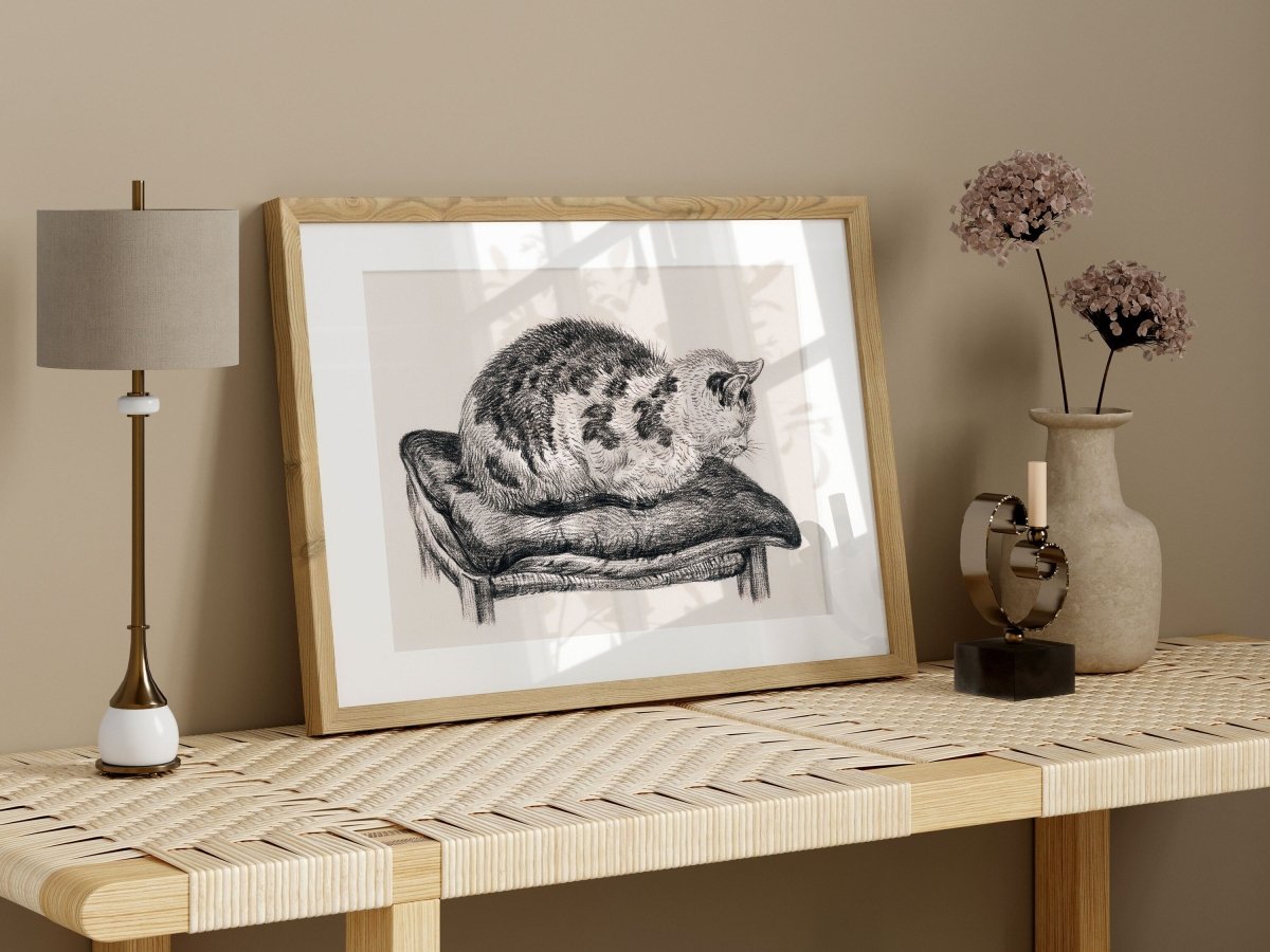 Lying Cat on a Pillow | P216 - Single Art Prints - Piccolo Fiore Prints