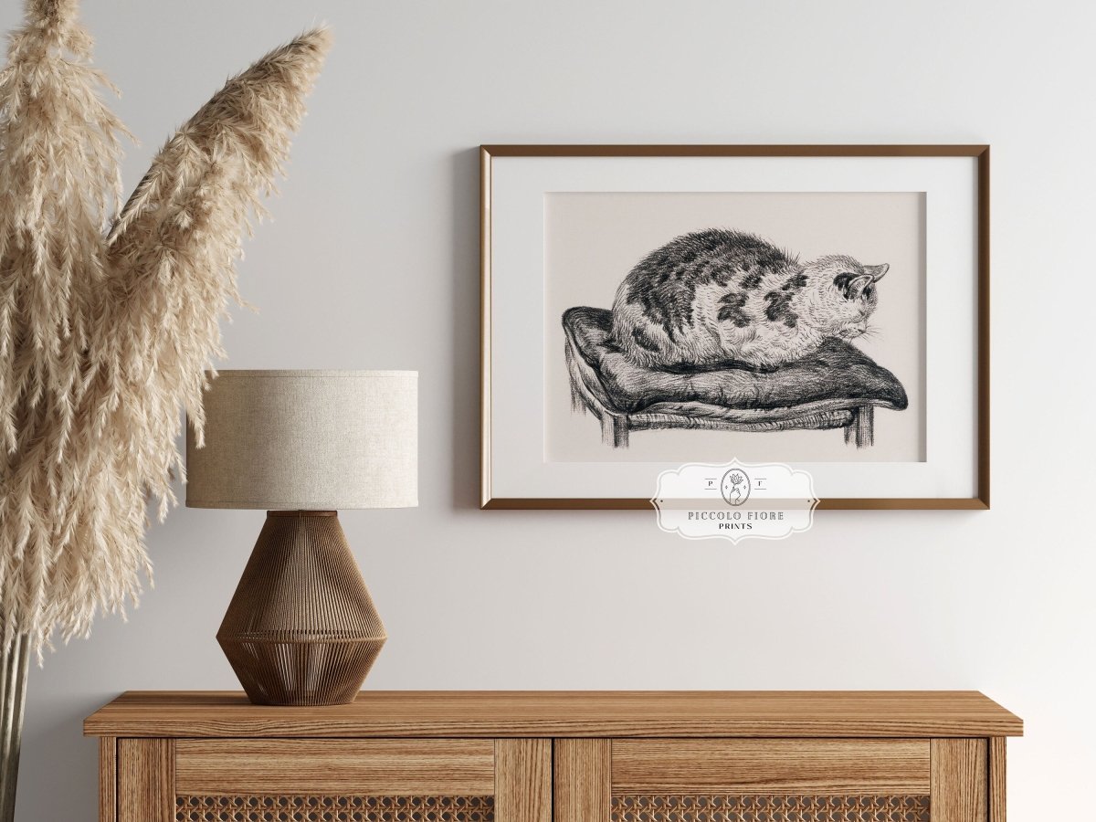 Lying Cat on a Pillow | P216 - Single Art Prints - Piccolo Fiore Prints