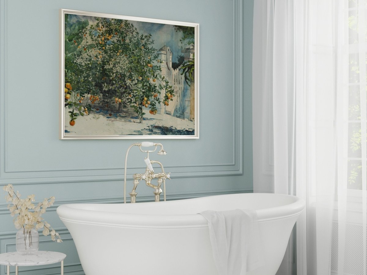 Orange Trees and Gate | P441 - Single Art Prints - Piccolo Fiore Prints