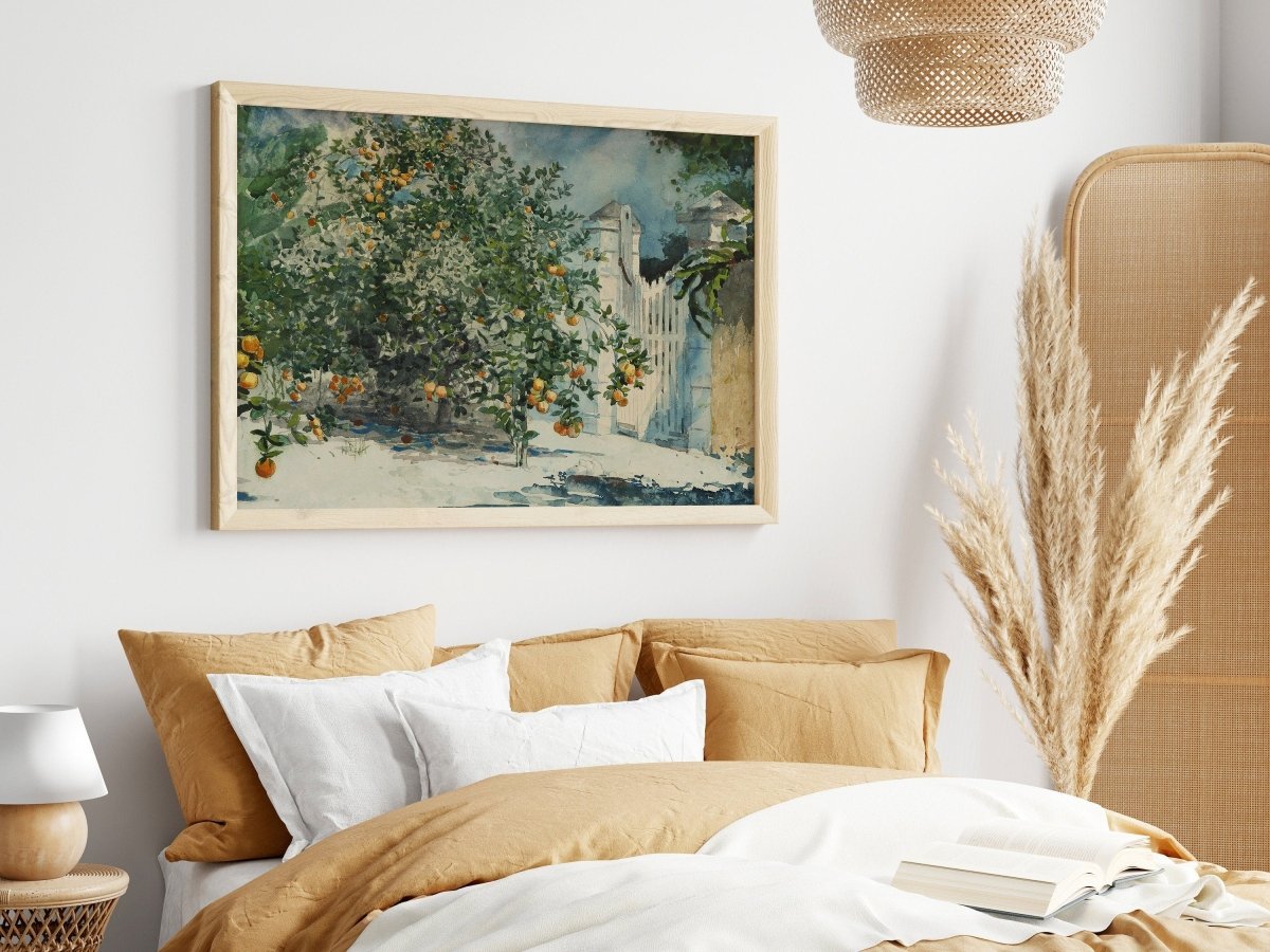 Orange Trees and Gate | P441 - Single Art Prints - Piccolo Fiore Prints