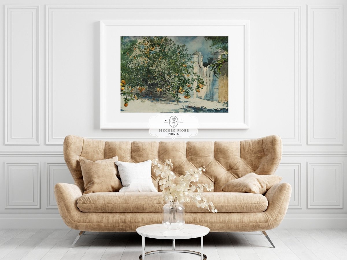 Orange Trees and Gate | P441 - Single Art Prints - Piccolo Fiore Prints