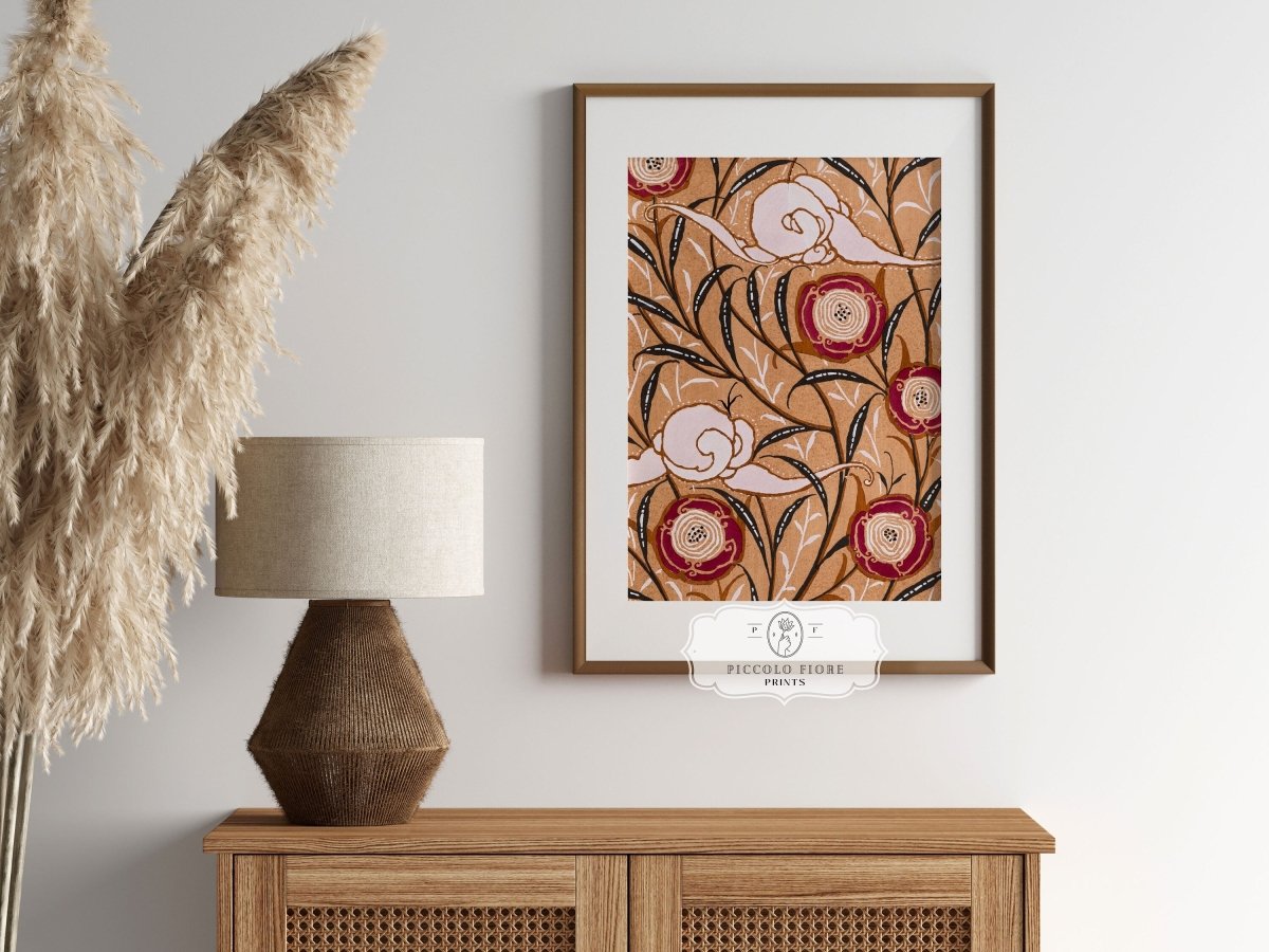 Oriental Art Nouveau Textile Stencil | P260 - Single Art Prints - Piccolo Fiore Prints
