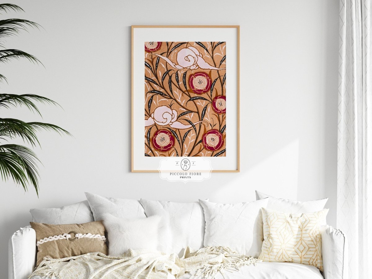 Oriental Art Nouveau Textile Stencil | P260 - Single Art Prints - Piccolo Fiore Prints