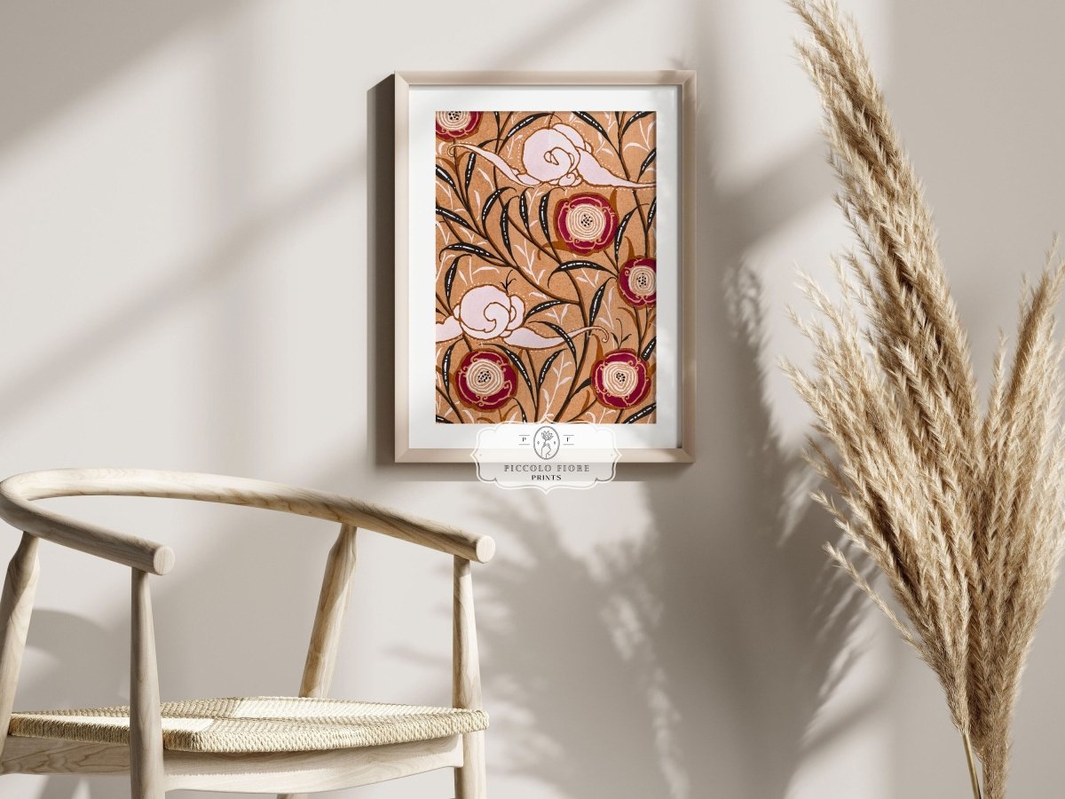 Oriental Art Nouveau Textile Stencil | P260 - Single Art Prints - Piccolo Fiore Prints