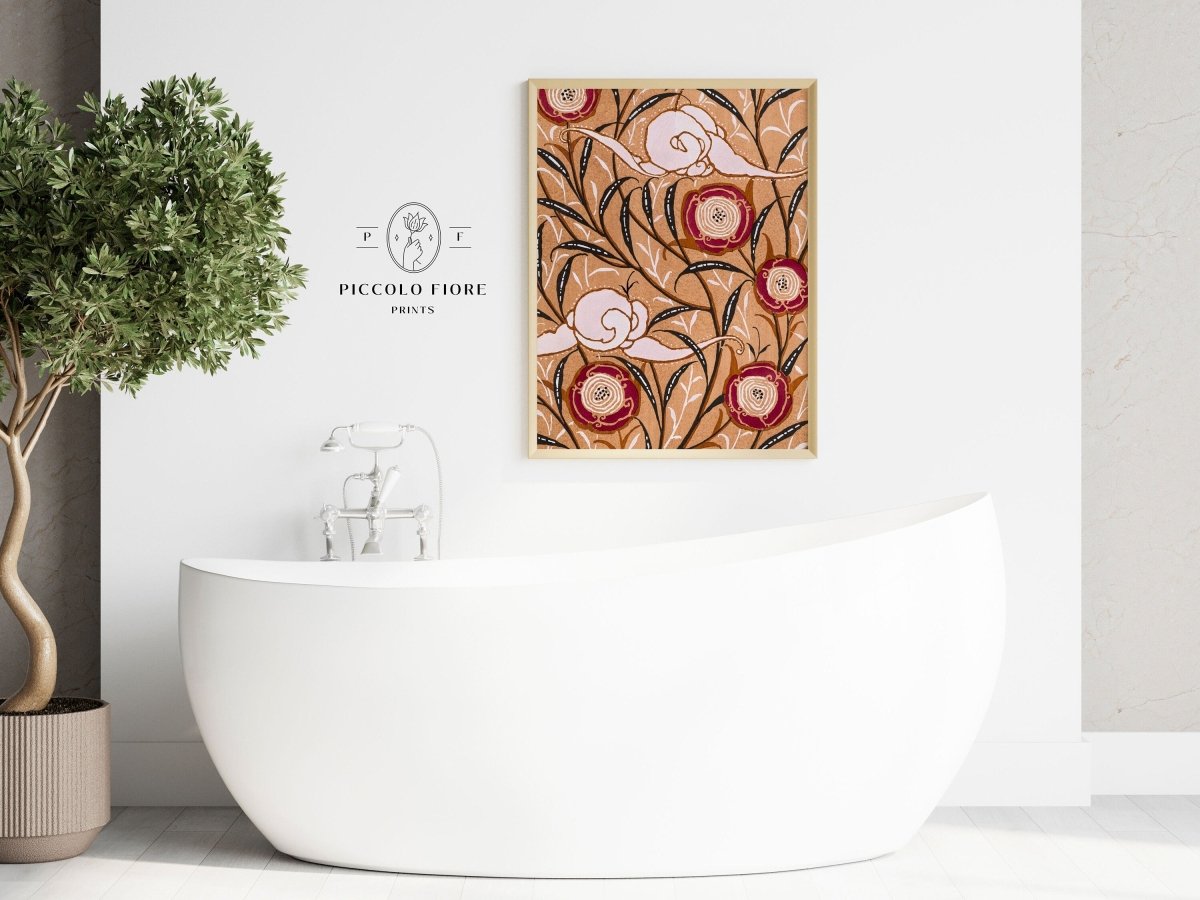 Oriental Art Nouveau Textile Stencil | P260 - Single Art Prints - Piccolo Fiore Prints