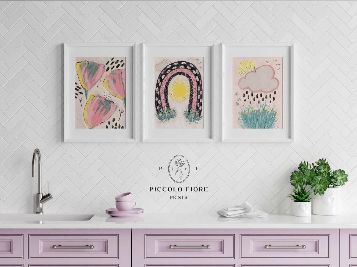 Pastel Sunshine | Gallery Wall Set | 3 Prints | K3 - 1 - Gallery Wall Set - Piccolo Fiore Prints