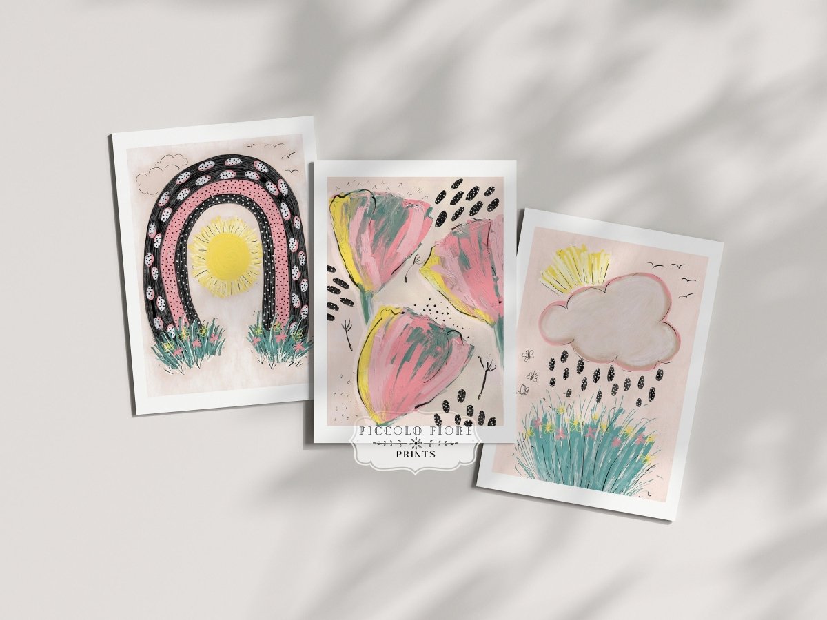 Pastel Sunshine | Gallery Wall Set | 3 Prints | K3 - 1 - Gallery Wall Set - Piccolo Fiore Prints