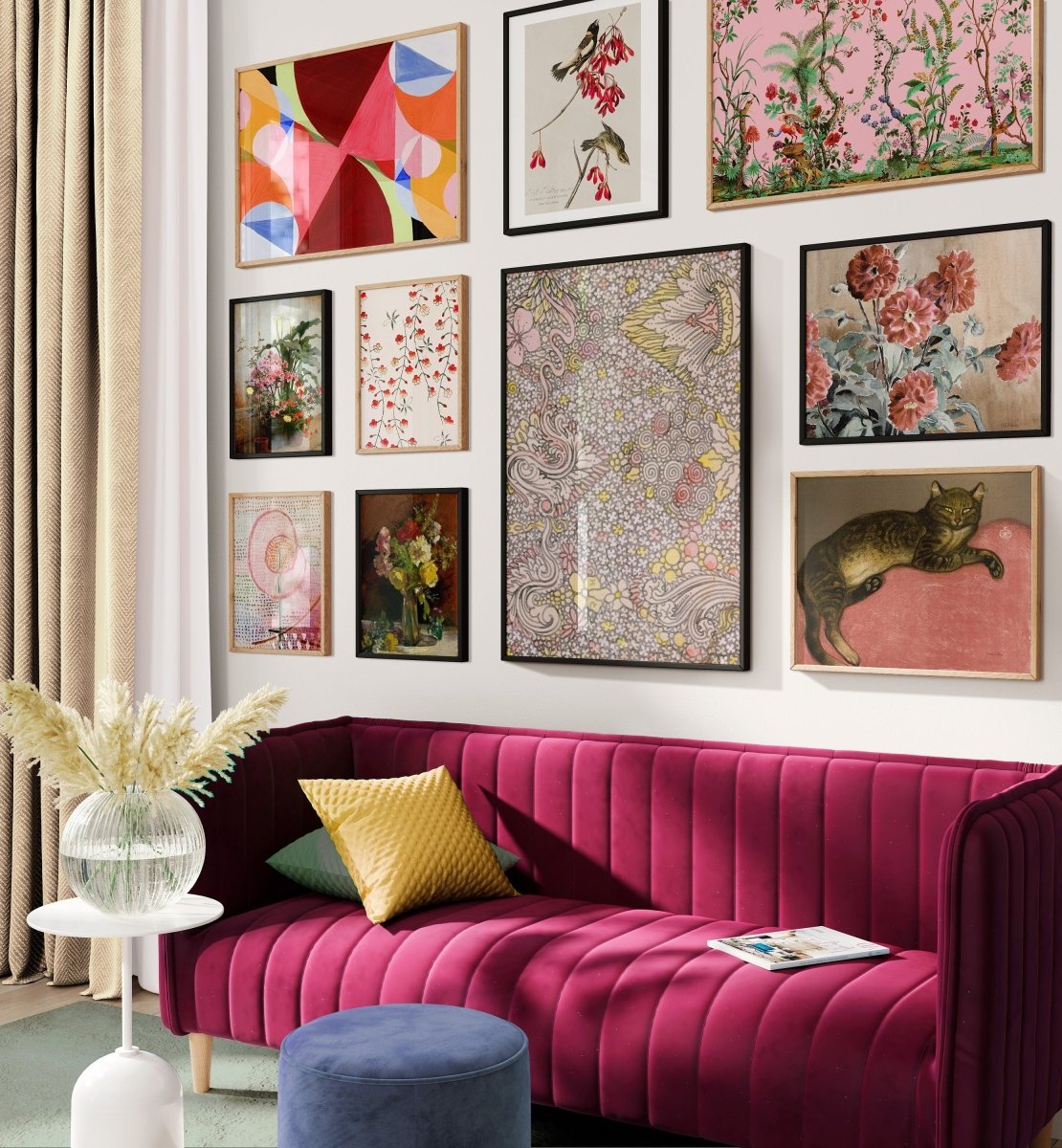Pink and Crimson | Gallery Wall Set | M10 - 5 - Gallery Wall Set - Piccolo Fiore Prints