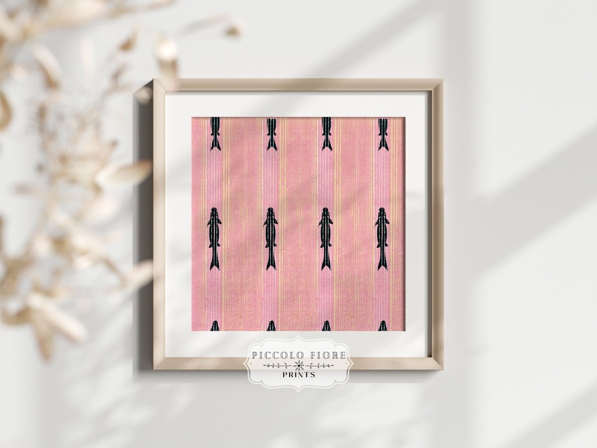 Pink Fish | Vintage Japanese Woodblock | P128 - Single Square Art Prints - Piccolo Fiore Prints