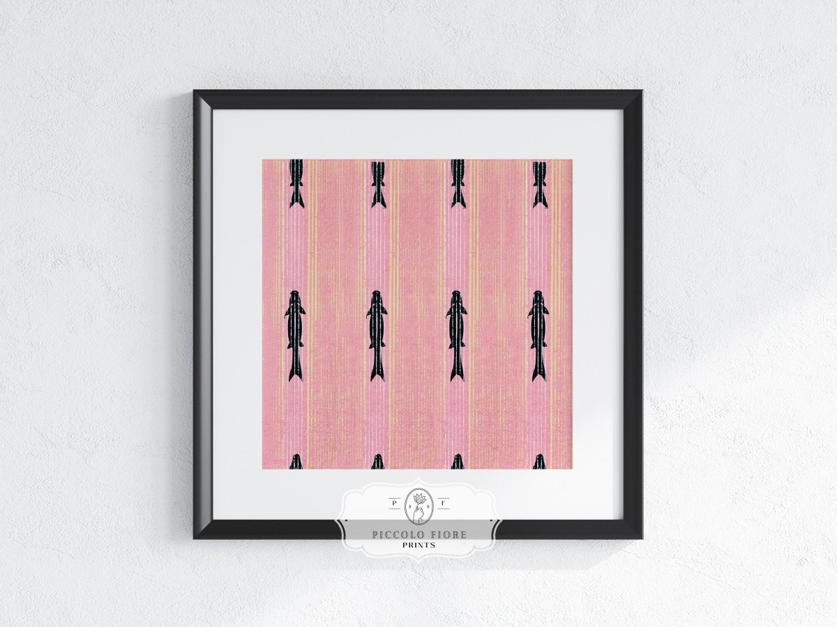 Pink Fish | Vintage Japanese Woodblock | P128 - Single Square Art Prints - Piccolo Fiore Prints