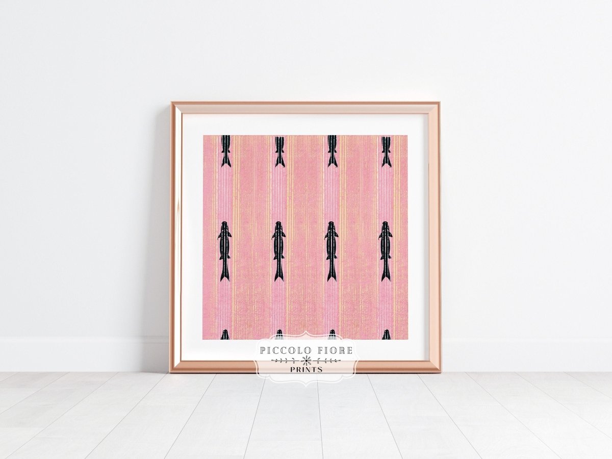 Pink Fish | Vintage Japanese Woodblock | P128 - Single Square Art Prints - Piccolo Fiore Prints