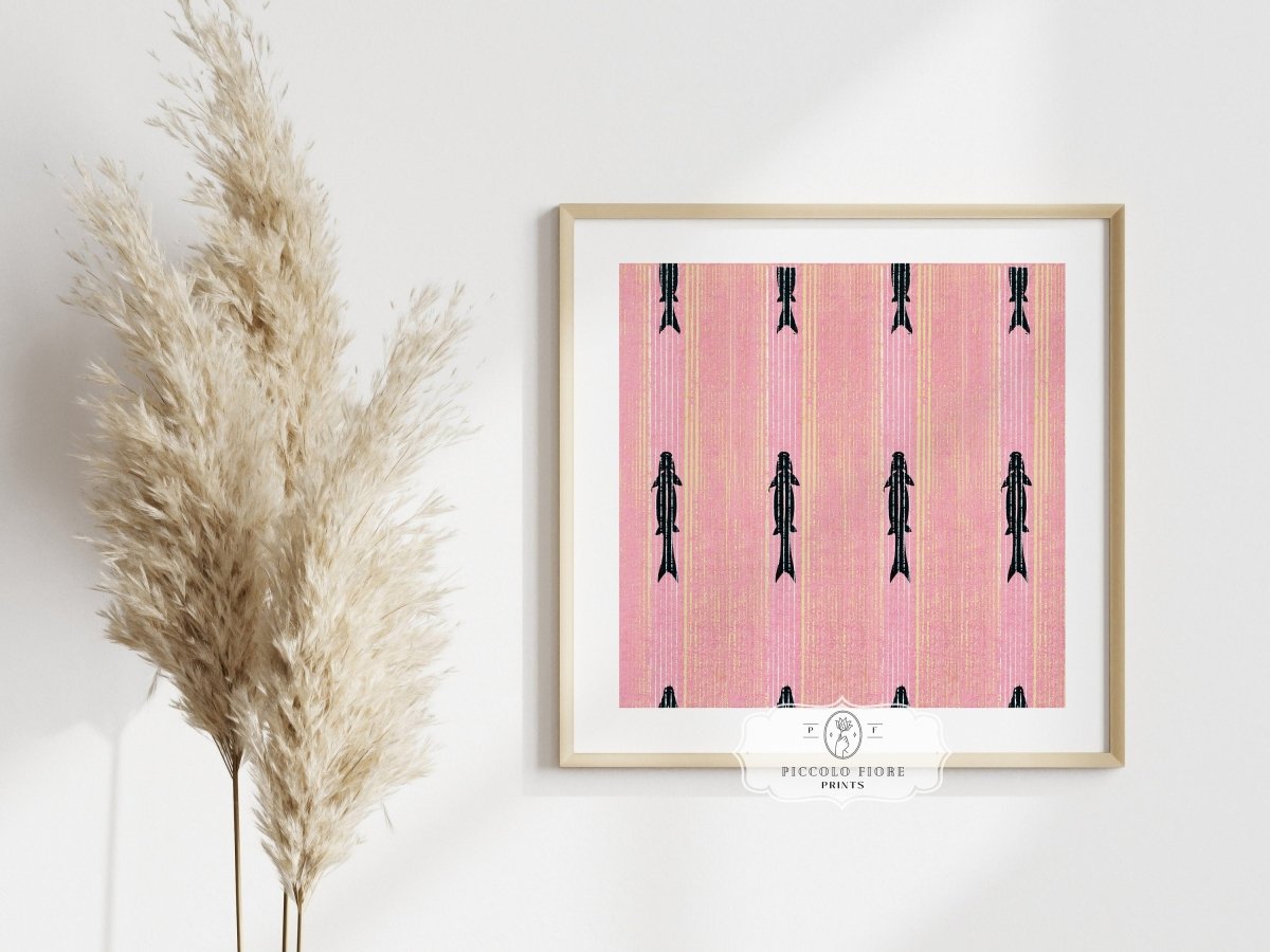 Pink Fish | Vintage Japanese Woodblock | P128 - Single Square Art Prints - Piccolo Fiore Prints