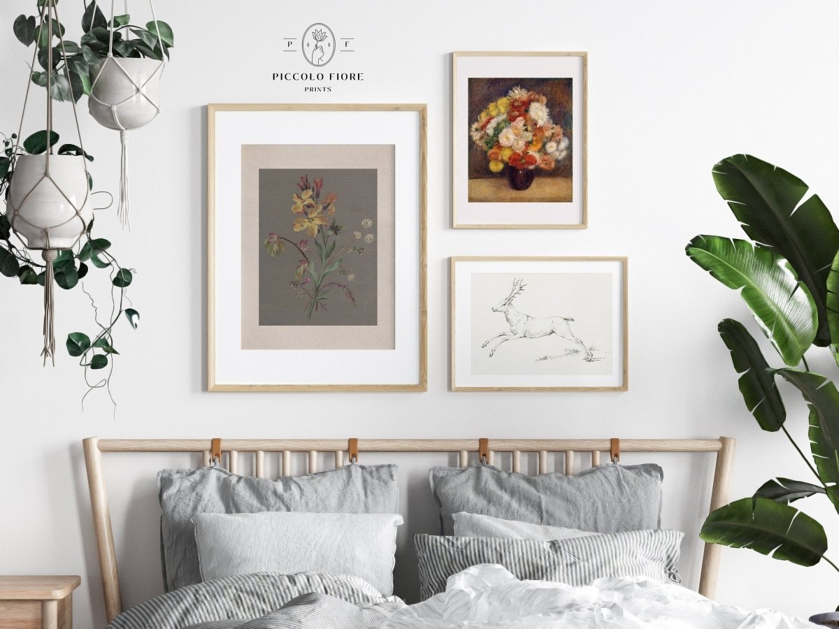 Rustic Flowers and Deer | Gallery Wall Set | 3 Prints | S7 - 2.2 - Gallery Wall Set - Piccolo Fiore Prints