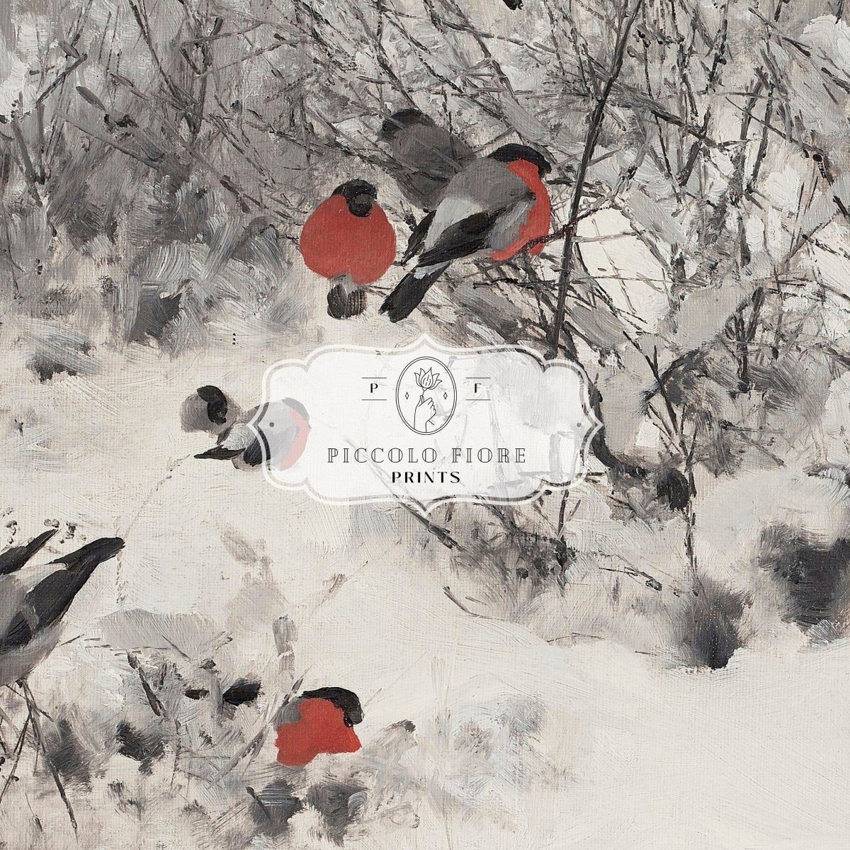 Samsung Frame TV Art | Bullfinches in the Snow | TV13 - Frame TV Art - Piccolo Fiore Prints