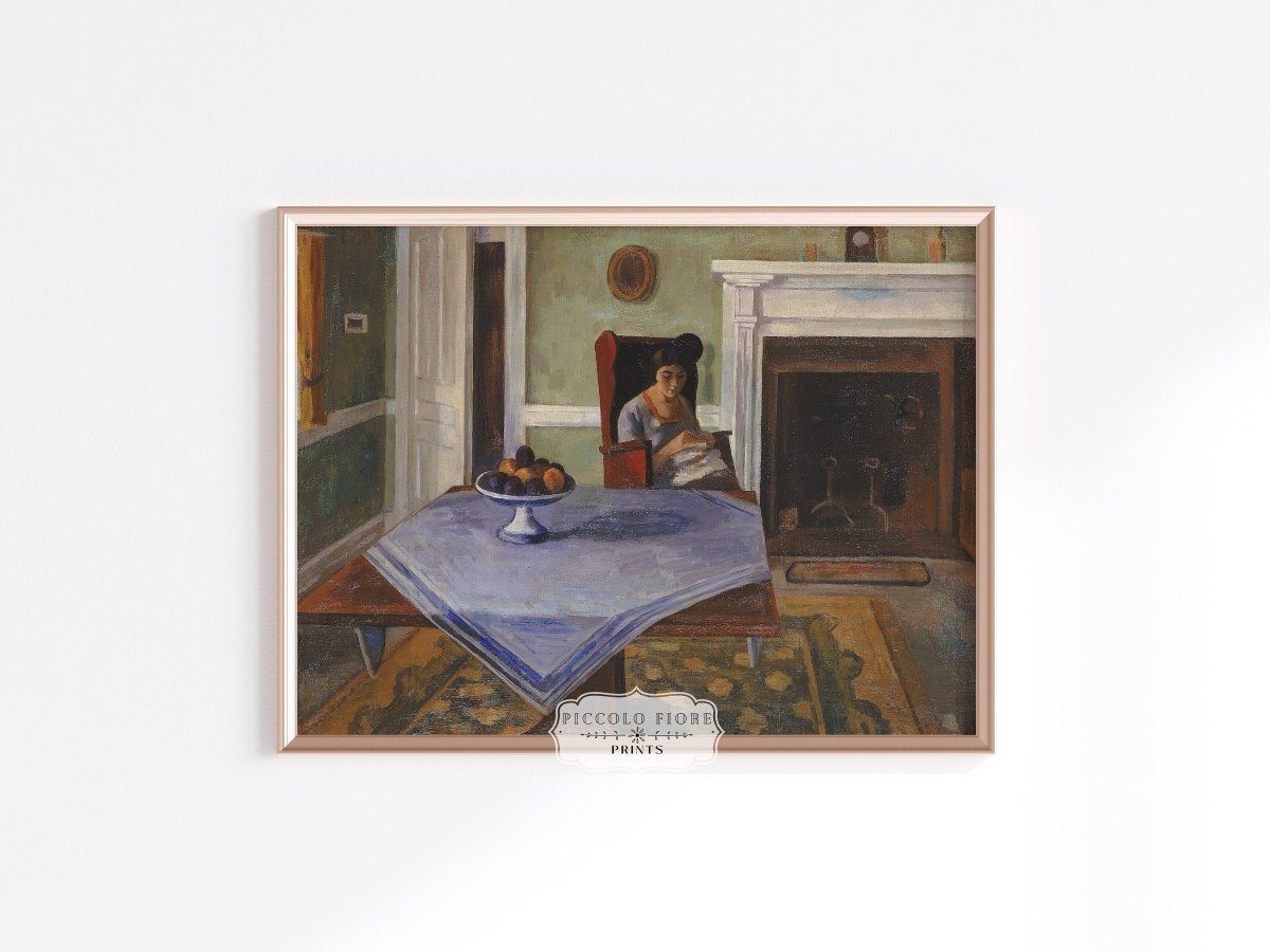 Sewing by the Fireplace | P275 - Single Art Prints - Piccolo Fiore Prints