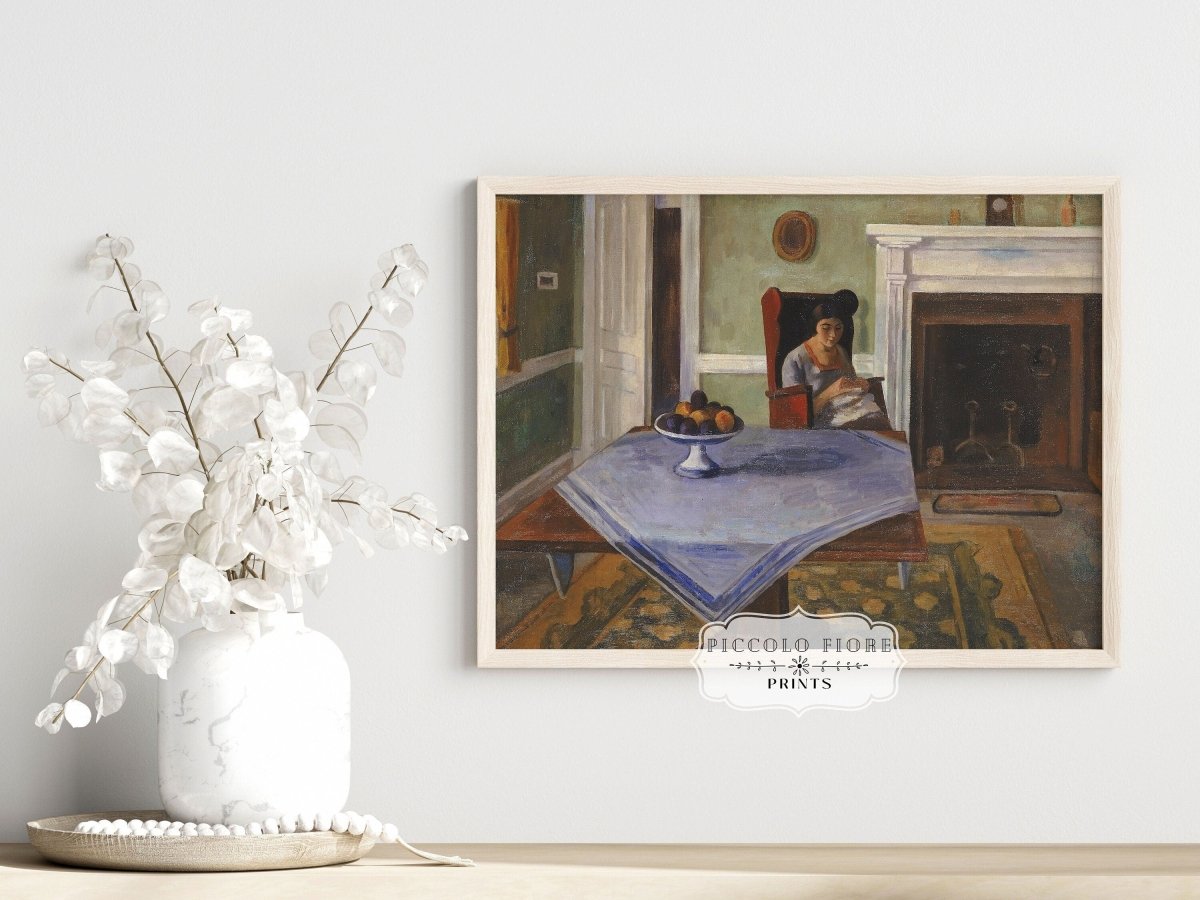 Sewing by the Fireplace | P275 - Single Art Prints - Piccolo Fiore Prints