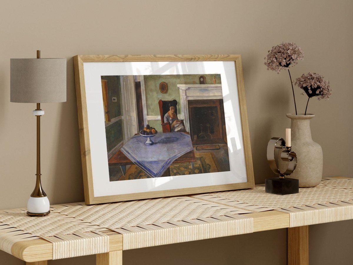 Sewing by the Fireplace | P275 - Single Art Prints - Piccolo Fiore Prints