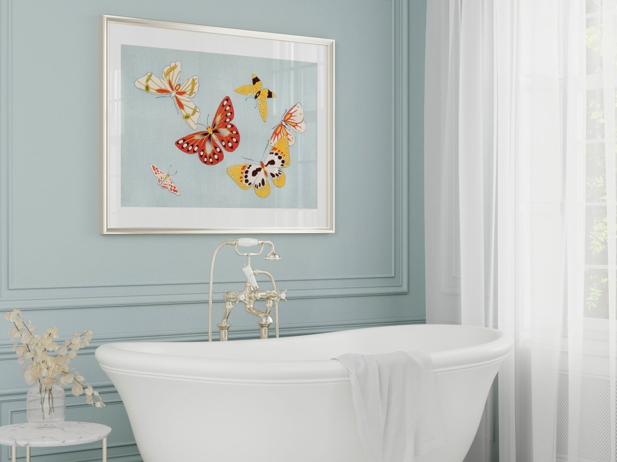 Six Yellow & Red Butterflies | Vintage Japanese Art | P256 - Single Art Prints - Piccolo Fiore Prints