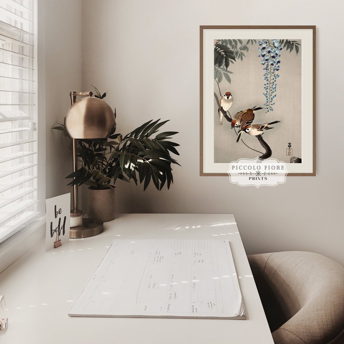 Sparrows and Wisteria | Vintage Japanese Art | P203 - Single Art Prints - Piccolo Fiore Prints
