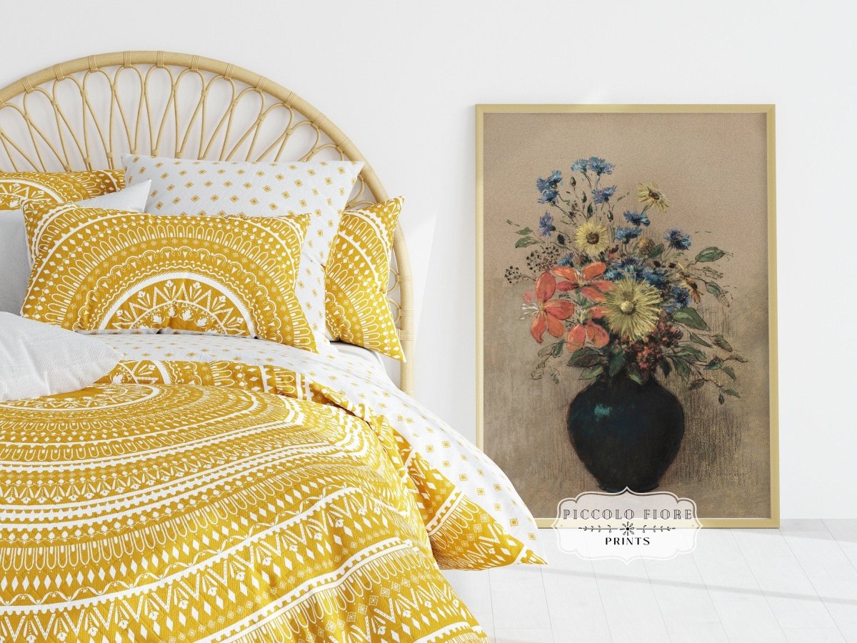 Still Life with a Black Vase of Flowers | P382 - Single Art Prints - Piccolo Fiore Prints