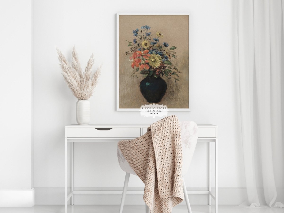 Still Life with a Black Vase of Flowers | P382 - Single Art Prints - Piccolo Fiore Prints
