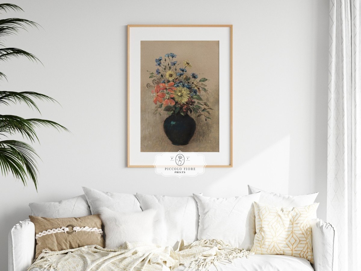 Still Life with a Black Vase of Flowers | P382 - Single Art Prints - Piccolo Fiore Prints