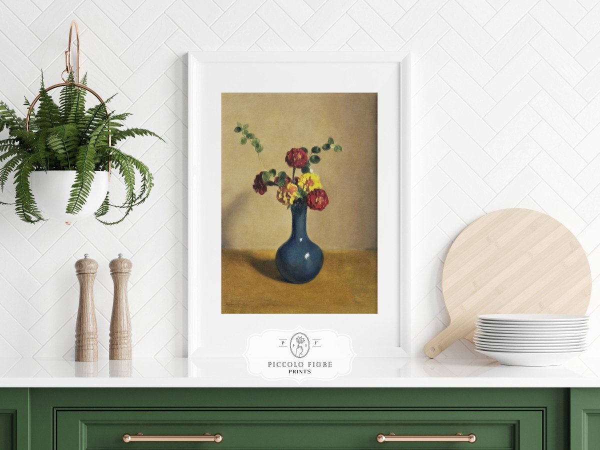 Still Life with Blue Vase of Flowers | P315 - Single Art Prints - Piccolo Fiore Prints