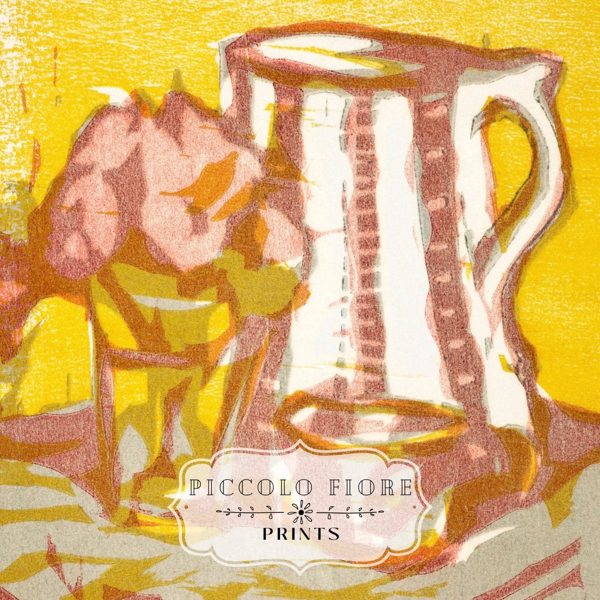Still Life with Pitcher and Flowers | P142 - Single Art Prints - Piccolo Fiore Prints
