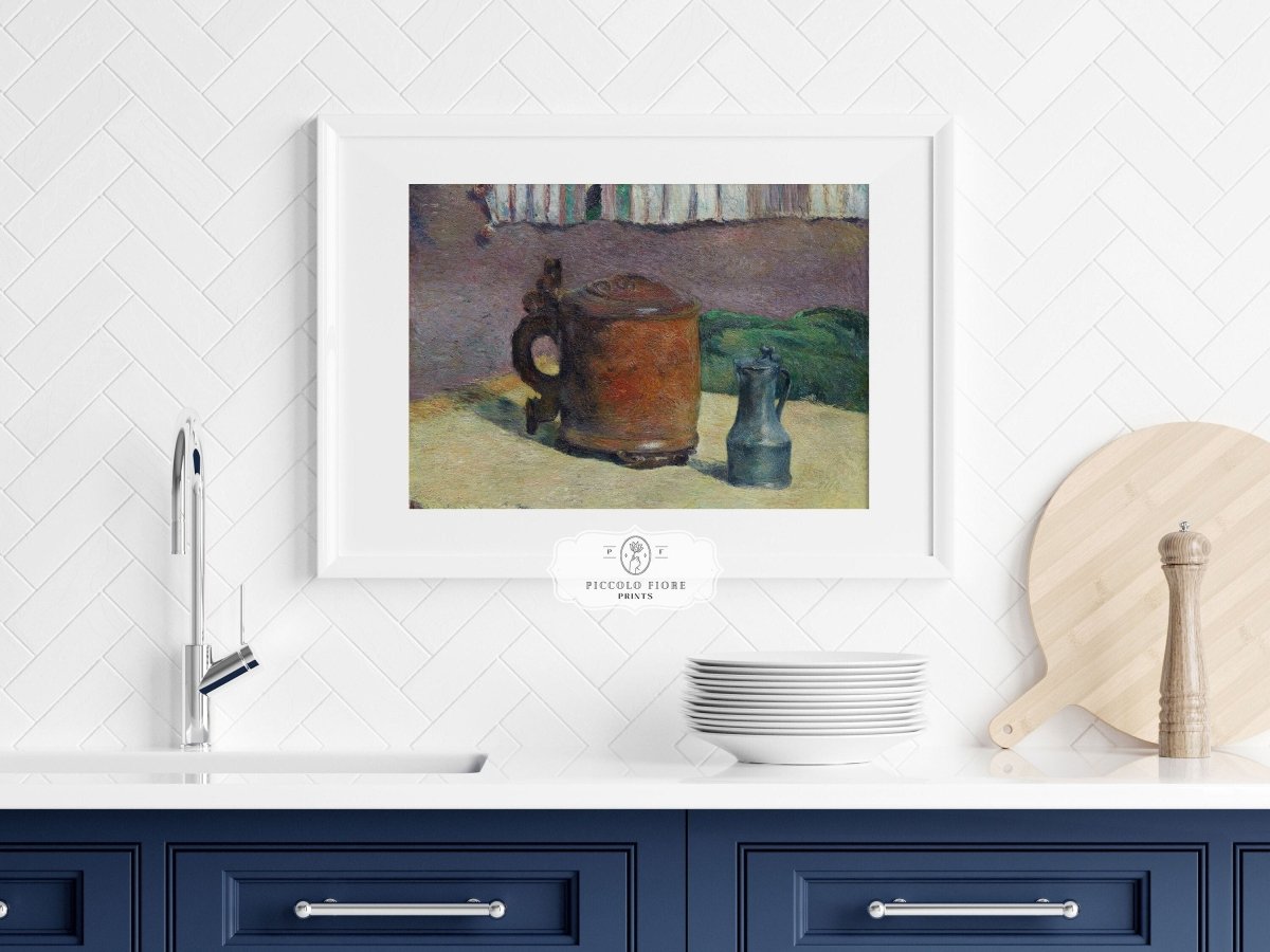 Still Life with Wood Tankard and Metal Pitcher | P321 - Single Art Prints - Piccolo Fiore Prints