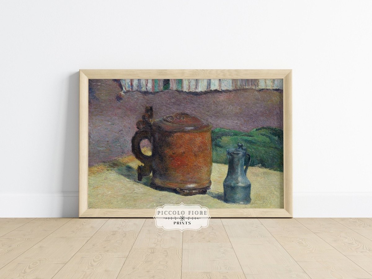 Still Life with Wood Tankard and Metal Pitcher | P321 - Single Art Prints - Piccolo Fiore Prints