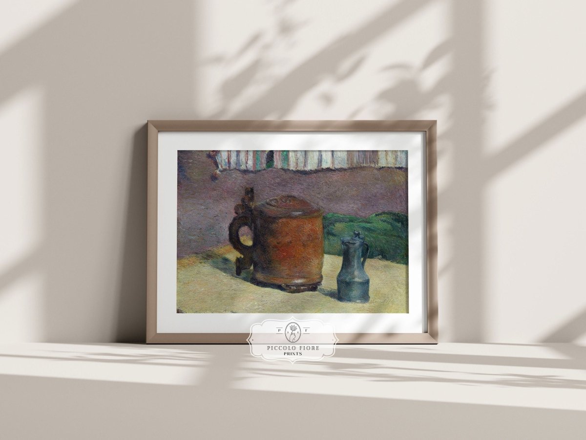 Still Life with Wood Tankard and Metal Pitcher | P321 - Single Art Prints - Piccolo Fiore Prints