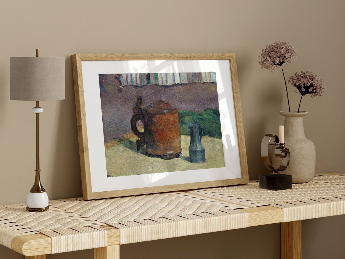 Still Life with Wood Tankard and Metal Pitcher | P321 - Single Art Prints - Piccolo Fiore Prints
