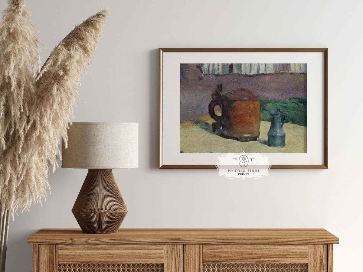 Still Life with Wood Tankard and Metal Pitcher | P321 - Single Art Prints - Piccolo Fiore Prints