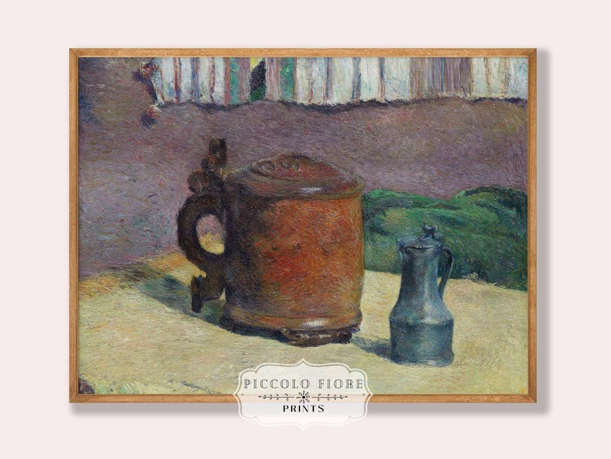 Still Life with Wood Tankard and Metal Pitcher | P321 - Single Art Prints - Piccolo Fiore Prints