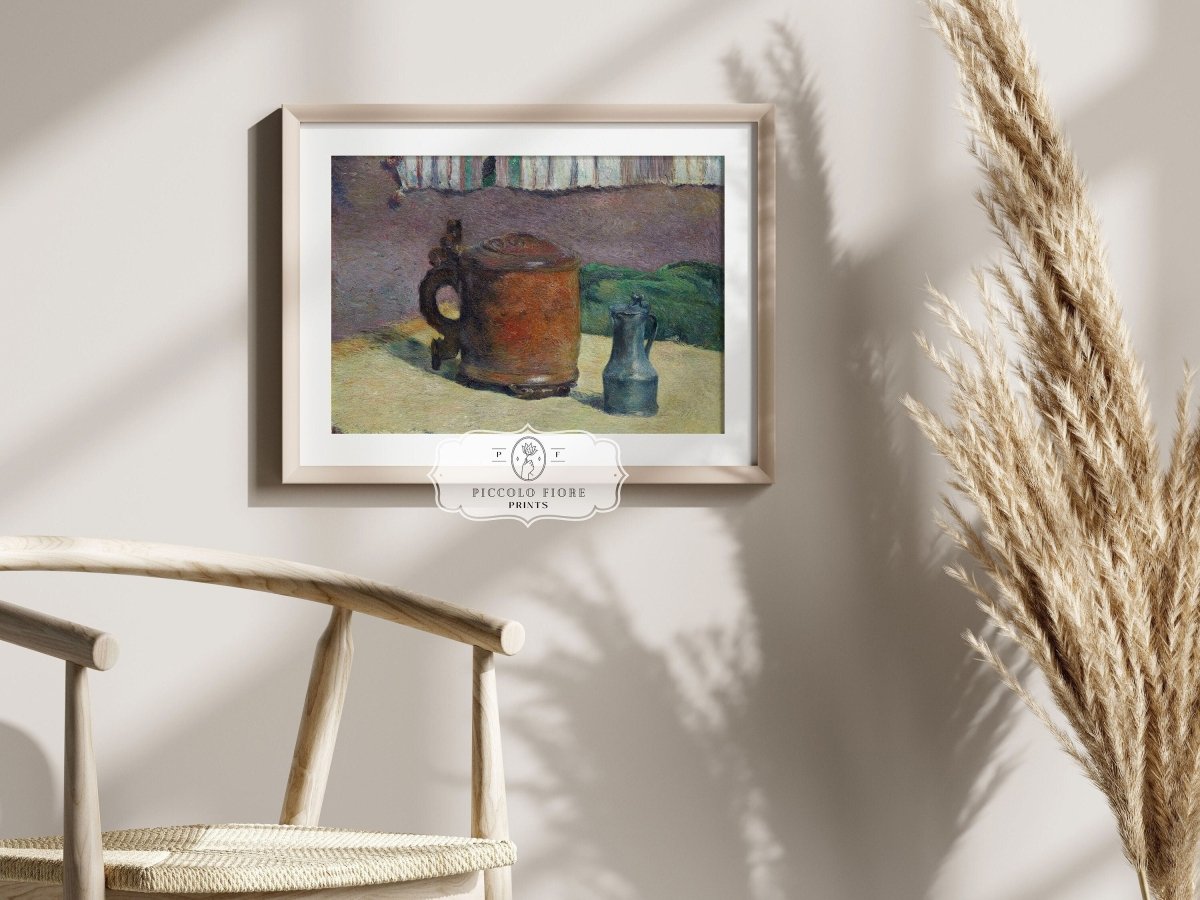 Still Life with Wood Tankard and Metal Pitcher | P321 - Single Art Prints - Piccolo Fiore Prints