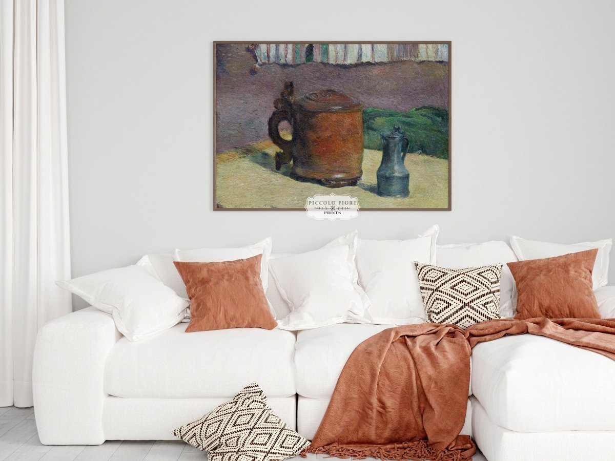Still Life with Wood Tankard and Metal Pitcher | P321 - Single Art Prints - Piccolo Fiore Prints