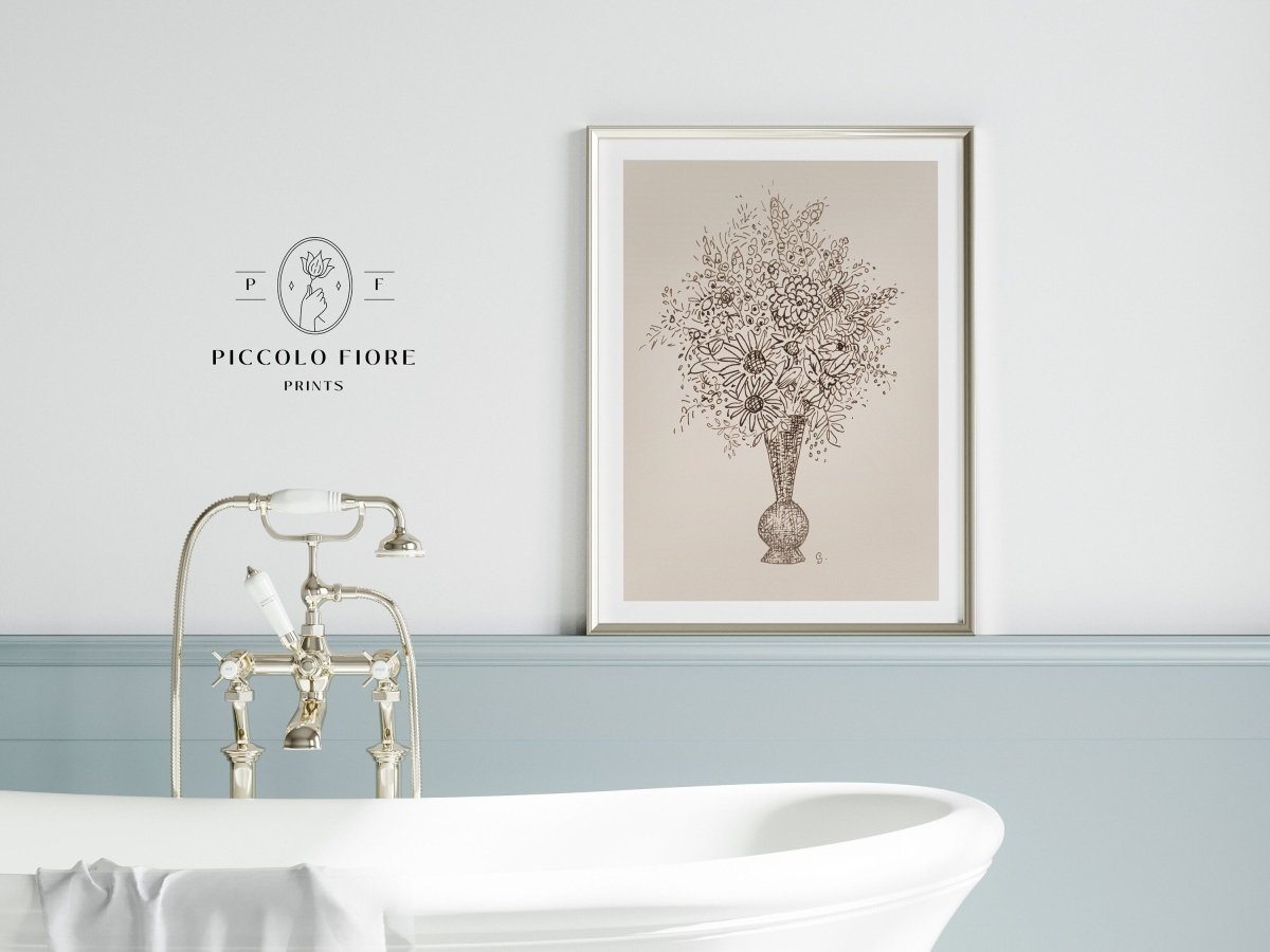 Vase of Flowers Sketch | P384 - Single Art Prints - Piccolo Fiore Prints