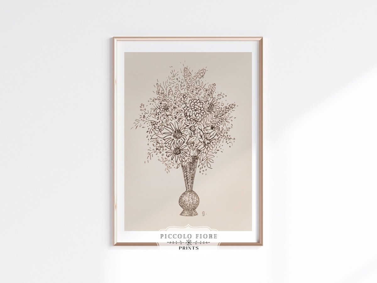 Vase of Flowers Sketch | P384 - Single Art Prints - Piccolo Fiore Prints